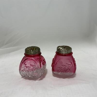 [179] ANTIQUE | 1890s | Northwood | Royal Ivy Frosted & Clear | Salt & Pepper