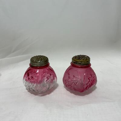 [179] ANTIQUE | 1890s | Northwood | Royal Ivy Frosted & Clear | Salt & Pepper