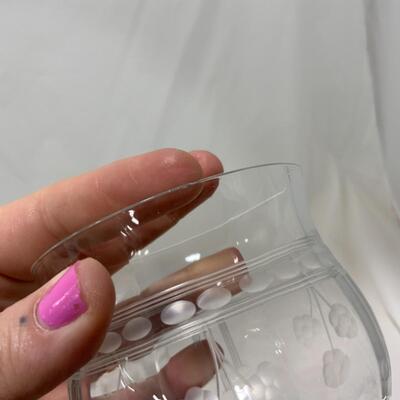 [182] Seven Crystal Wine Glasses | Etched Flowers