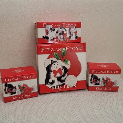 Lot 223: New FITZ AND FLOYD Kitty Claus Christmas Collectibles 