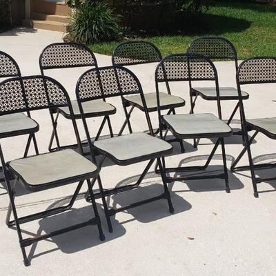 8 Vintage Hampden Black Metal Chairs 