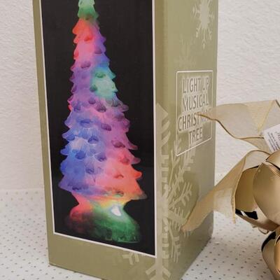 Lot 225: New LIGHTED MUSICAL CHRISTMAS TREE + Bell Accent 