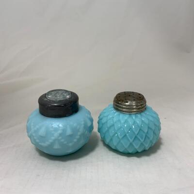 [186] ANTIQUE | 1890s | Cord & Tassel | Pinecone | Blue | Salt & Pepper Shakers