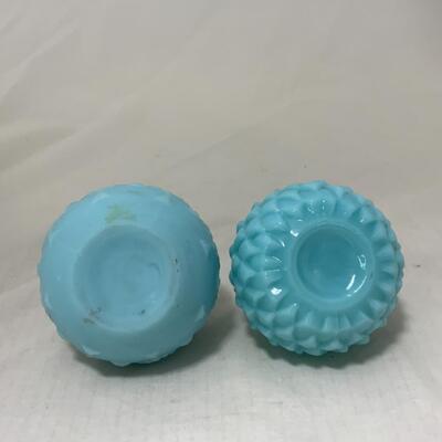[186] ANTIQUE | 1890s | Cord & Tassel | Pinecone | Blue | Salt & Pepper Shakers