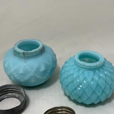 [186] ANTIQUE | 1890s | Cord & Tassel | Pinecone | Blue | Salt & Pepper Shakers