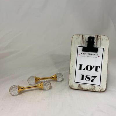 [187] Brass and Crystal Knife Rests