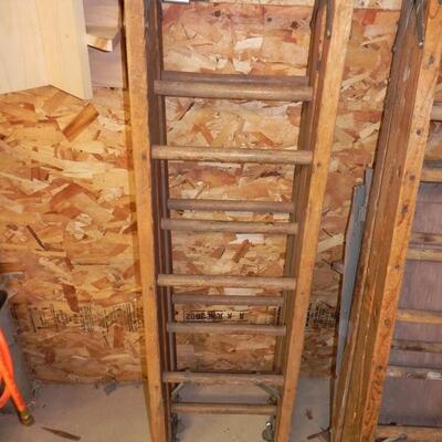 LOT 129 WOOD FOLDING LADDERS