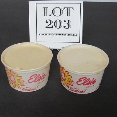 2 Old Elsie Borden Ice Cream Cups With Caps