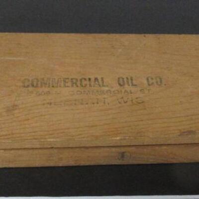 Child's Antique Wood Ironing Board With Commercial Oil Company Neenah WI Advertising