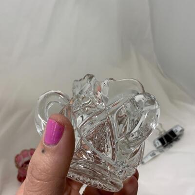 [191] ANTIQUE | Three Toothpick Holders | Cranberry | Handled