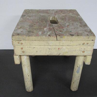 Old Hand Made Small Wood Stool