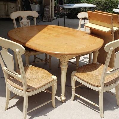 Wood Dinning Table with 4 Chairs and 2 Leafs