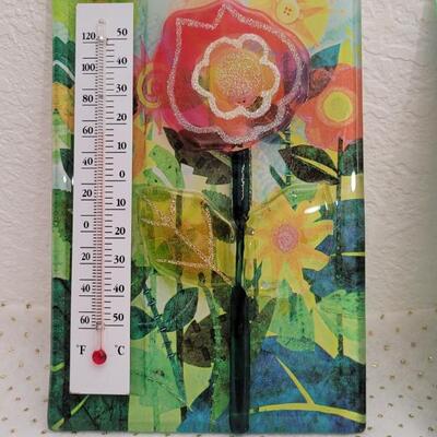 Lot 246: (2) New Stained Glass Thermometer Home Deco