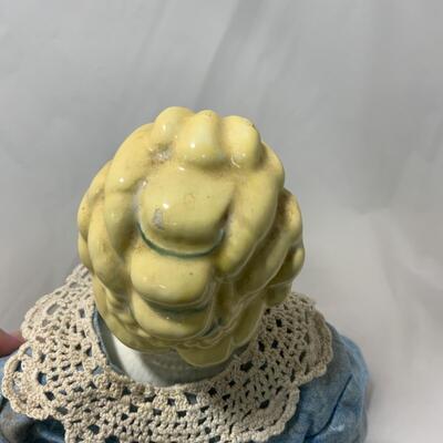 [198] VINTAGE | 25â€ | Ceramic Blonde Beauty Doll in a Blue Dress