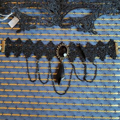 Lot 273: Black Lace Mask and Choker  Set