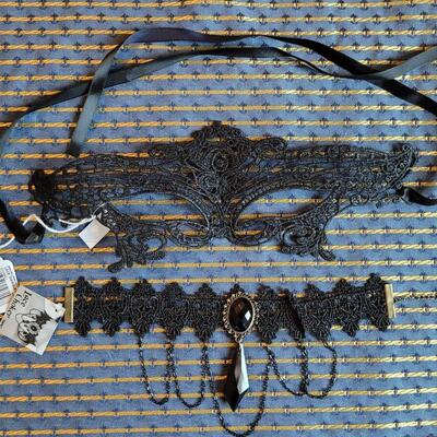 Lot 273: Black Lace Mask and Choker  Set
