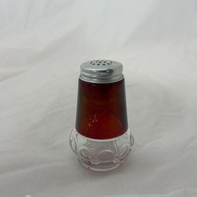 [201] ANTIQUE | Ruby Flash Souvenir Glass | Riceville, Iowa