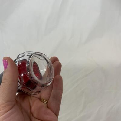 [201] ANTIQUE | Ruby Flash Souvenir Glass | Riceville, Iowa