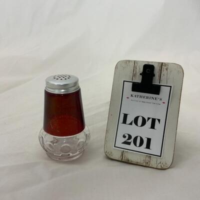 [201] ANTIQUE | Ruby Flash Souvenir Glass | Riceville, Iowa