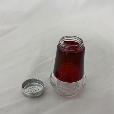 [201] ANTIQUE | Ruby Flash Souvenir Glass | Riceville, Iowa
