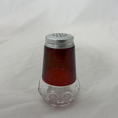 [201] ANTIQUE | Ruby Flash Souvenir Glass | Riceville, Iowa