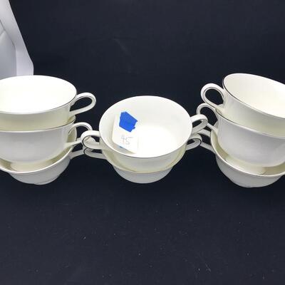 Wedgewood Silver Ermine Two Handle Soups and Plates