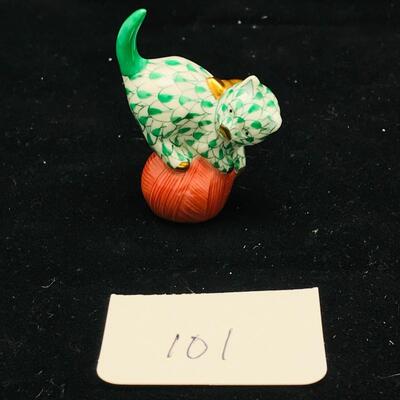 Herend Green Cat