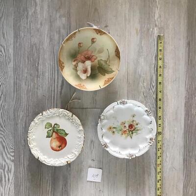 Three Vintage Plates with Hangers