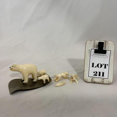 [211] VINTAGE | Native Art | Bone Carvings | Polar Bears | Cats