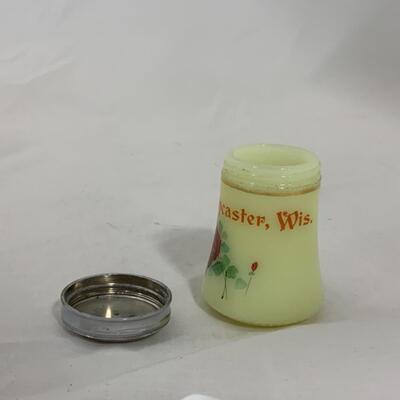 [213] ANTIQUE | Heisey Custard Souvenir Glass | Lancaster, Wisconsin