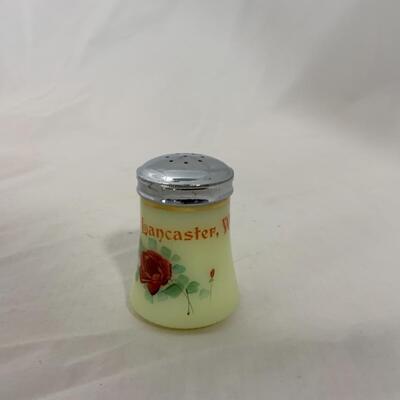 [213] ANTIQUE | Heisey Custard Souvenir Glass | Lancaster, Wisconsin