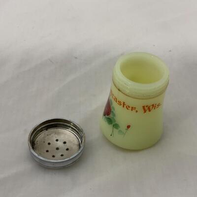 [213] ANTIQUE | Heisey Custard Souvenir Glass | Lancaster, Wisconsin