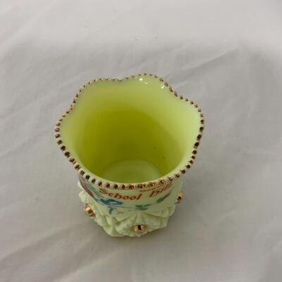 [214] ANTIQUE | Heisey Custard Souvenir Glass | School Hill, Wisconsin