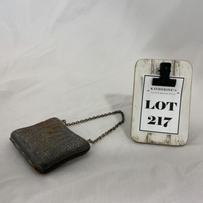 [217] ANTIQUE | Edwardian | Tin Coin Purse | Divided Interior