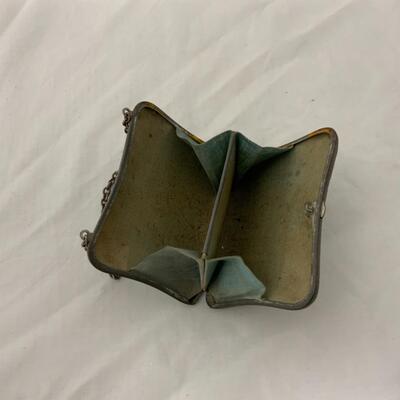 [217] ANTIQUE | Edwardian | Tin Coin Purse | Divided Interior