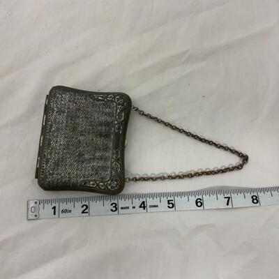 [217] ANTIQUE | Edwardian | Tin Coin Purse | Divided Interior