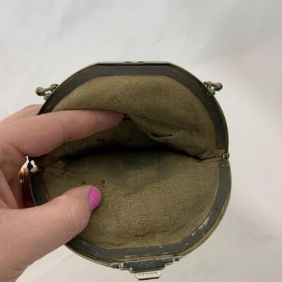 [218] ANTIQUE | Beaded Leather Handbag | Evening Bag