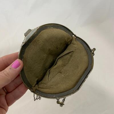 [218] ANTIQUE | Beaded Leather Handbag | Evening Bag