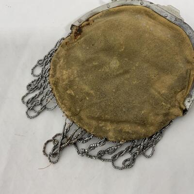 [218] ANTIQUE | Beaded Leather Handbag | Evening Bag