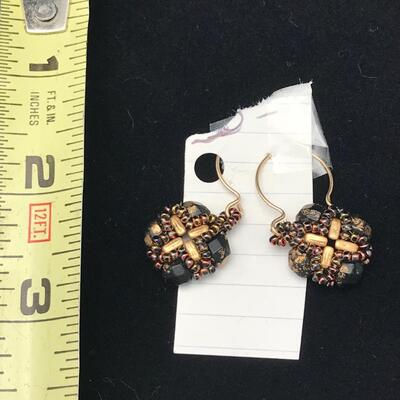 Hand Woven Pierced Earrings. Brown