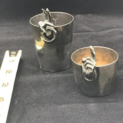One finger and two finger Jiggers Sterling Silverplate by Napier