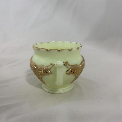 [219] ANTIQUE | Heisey | Custard Glass | Double Handled Open Sugar