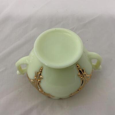 [219] ANTIQUE | Heisey | Custard Glass | Double Handled Open Sugar