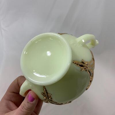 [219] ANTIQUE | Heisey | Custard Glass | Double Handled Open Sugar