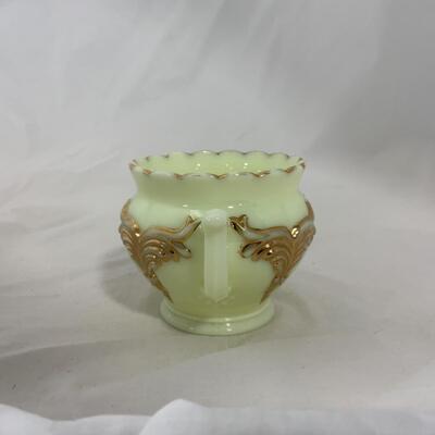 [219] ANTIQUE | Heisey | Custard Glass | Double Handled Open Sugar