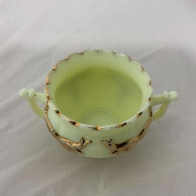 [219] ANTIQUE | Heisey | Custard Glass | Double Handled Open Sugar