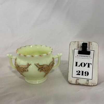 [219] ANTIQUE | Heisey | Custard Glass | Double Handled Open Sugar
