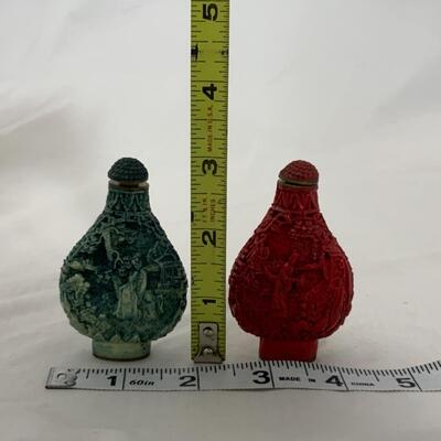 [221] VINTAGE | Two Carved Style Snuff Bottles