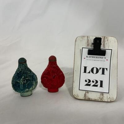 [221] VINTAGE | Two Carved Style Snuff Bottles