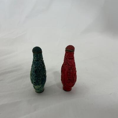 [221] VINTAGE | Two Carved Style Snuff Bottles
